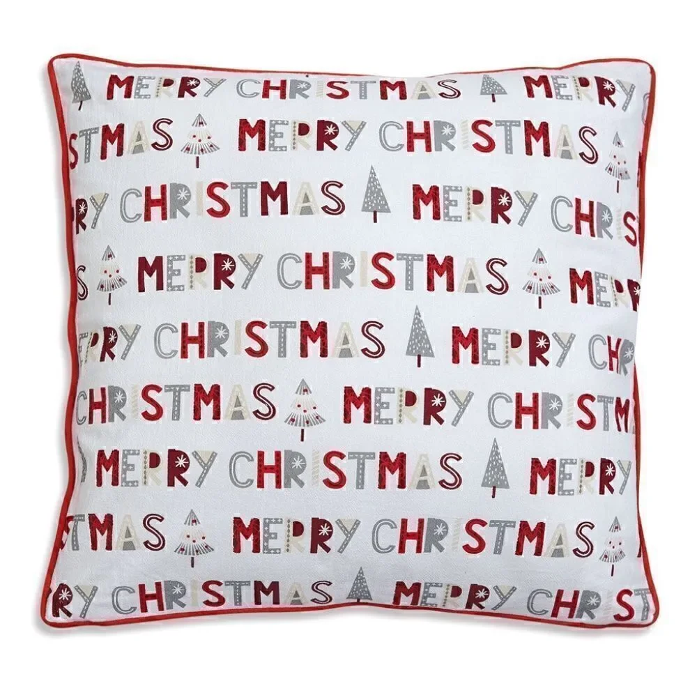 NEW! Farmhouse Whimsical Merry Christmas Throw Pillow Holiday Country Shabby